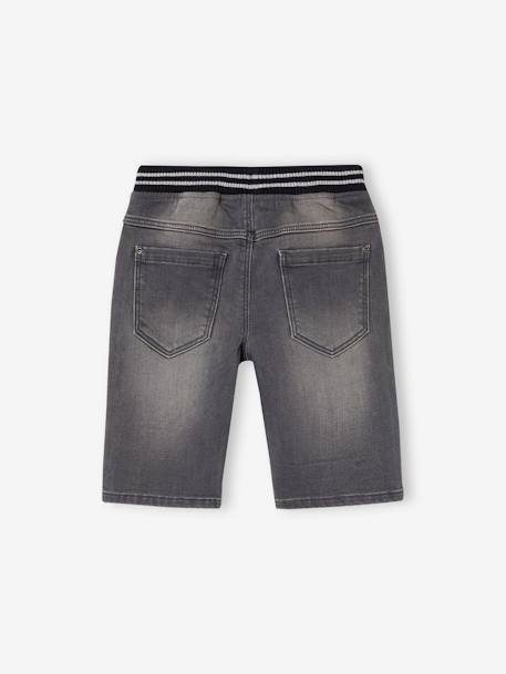 Bermudas fáciles de vestir para niño de felpa estilo denim denim gris+doble stone+stone 