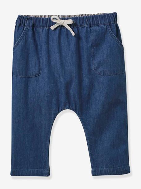 Pantalón corte árabe de denim ligero para bebé CYRILLUS azul jeans 