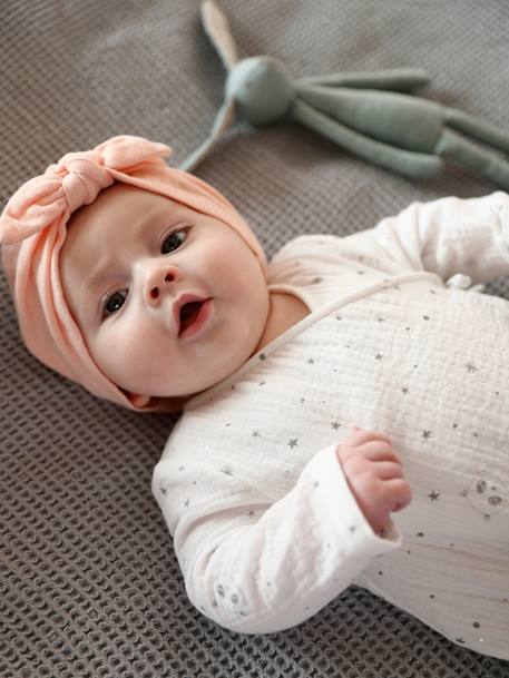 Sombrero estilo fular anudado liso para bebé niña rosa+rosa maquillaje 