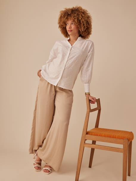 Pantalón ligero estilo palazzo para embarazo ENVIE DE FRAISE beige arena+negro 