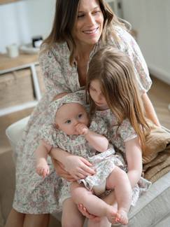 Ropa Premamá-Vestido corto floral de gasa de algodón para mujer