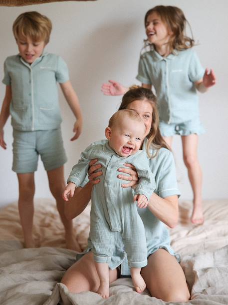 Pijama con short personalizable para niña verde sauce 