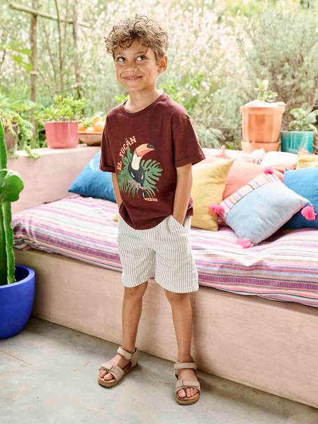 Camiseta con motivo tucán para niño burdeos 