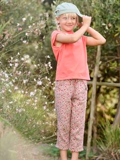 Pantalón pesquero de gasa de algodón estampado de flores, para niña