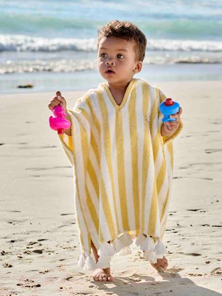 Poncho de baño a rayas, para bebé, personalizable rayas amarillas+ROSA MEDIO A RAYAS+VERDE MEDIO METALIZADO 