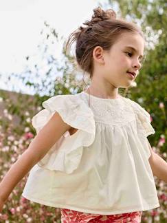 Niña-Camisas y Blusas-Blusa bordada con volantes para niña