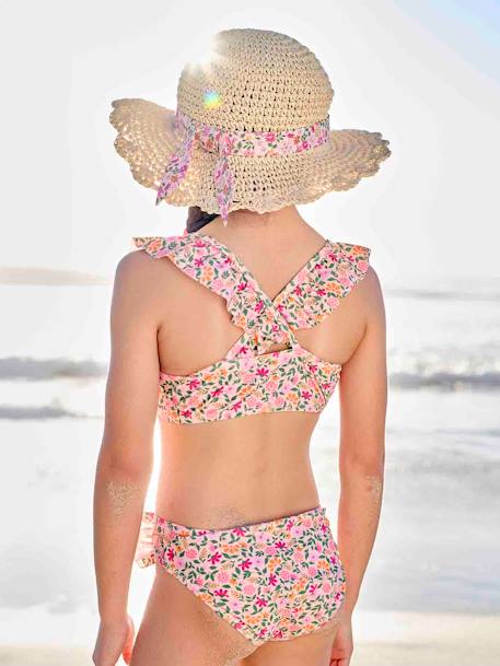 Bikini con estampado floral rosa rosa pálido 