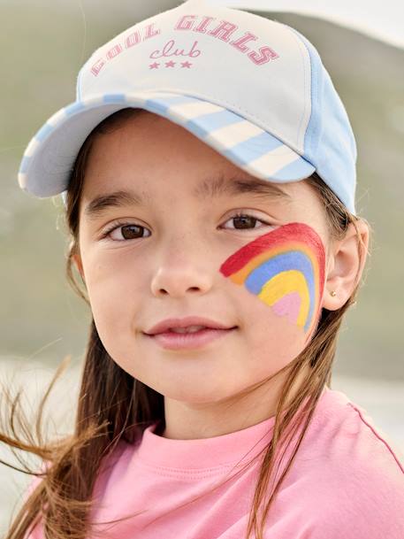 Gorra niña 'Cool Girls Club' rayas azul+rayas rosa 