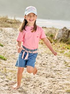 -Bermudas vaqueras estilo "paperbag" para niña