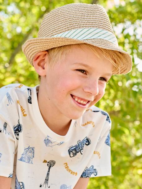 Sombrero estilo panamá aspecto paja para niño madera 