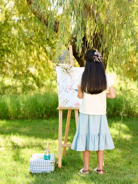 Falda de denim ligero con volante para niña doble stone 