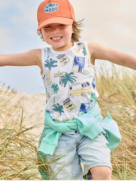 Camiseta sin mangas motivos surf niño blanco estampado 