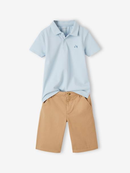 Conjunto de polo y short para niño azul claro 