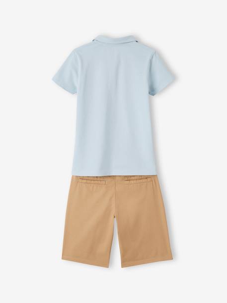 Conjunto de polo y short para niño azul claro 