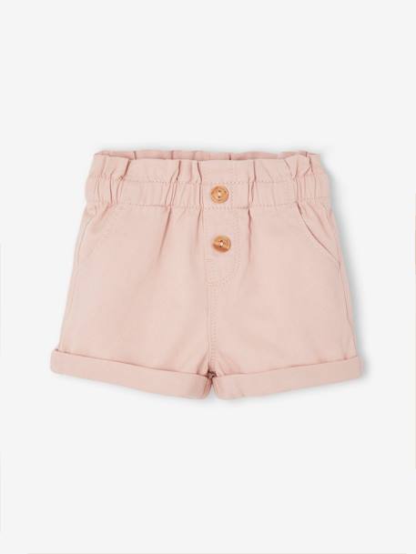 Short con cintura elástica, para bebé beige arcilla+rosa rosa pálido+VERDE MEDIO LISO 