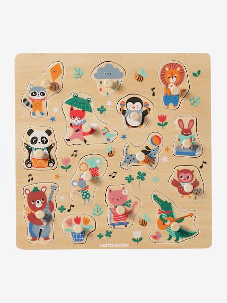 Puzzle de botones Los animales felices madera 