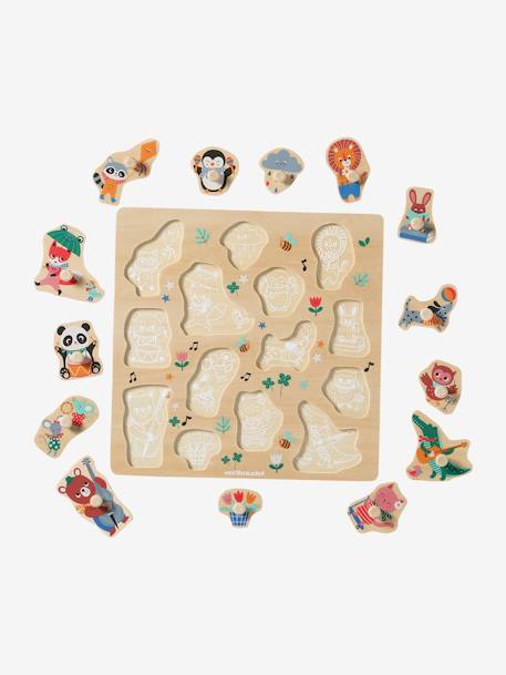 Puzzle de botones Los animales felices madera 