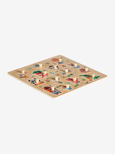 Puzzle de botones Los animales felices madera 