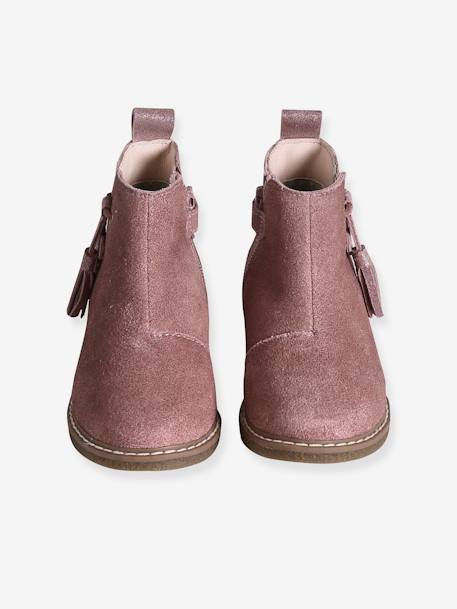 Botas de piel para niña - Colección de maternidad camello+rosa 