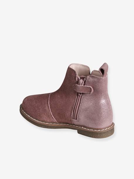 Botas de piel para niña - Colección de maternidad camello+rosa 