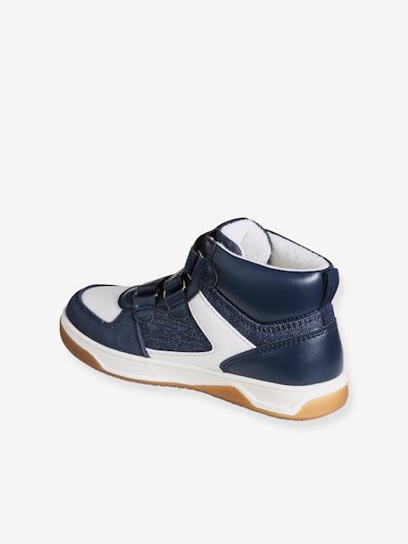 Zapatillas infantiles de caña alta con cierre autoadherente denim natural+negro 