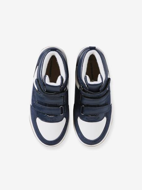 Zapatillas infantiles de caña alta con cierre autoadherente denim natural+negro 