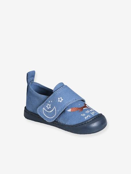 Zapatillas de lona y denim con cierre autoadherente para bebé azul estampado+azul jeans 