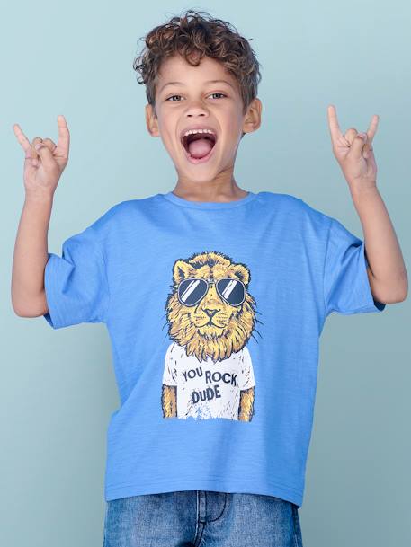 Camiseta con motivo divertido animal para niño azul azur+azul turquesa+blanco 