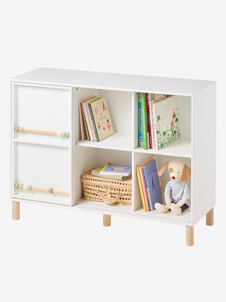 Mueble de almacenaje con 6 compartimentos y ábaco blanco 