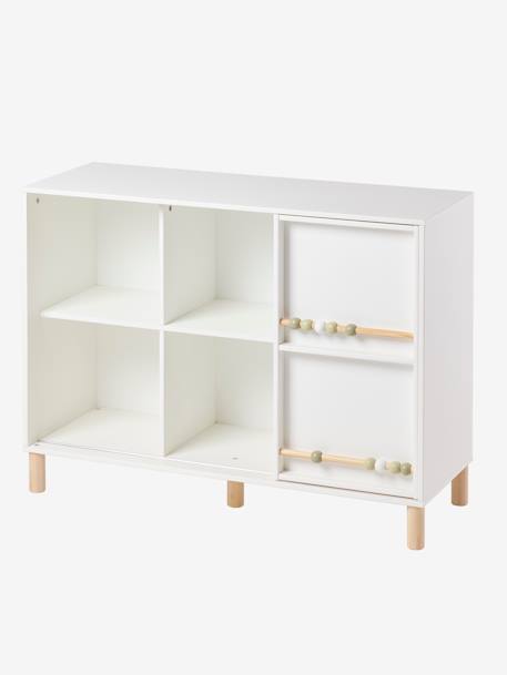 Mueble de almacenaje con 6 compartimentos y ábaco blanco 