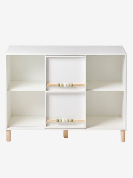 Mueble de almacenaje con 6 compartimentos y ábaco blanco 