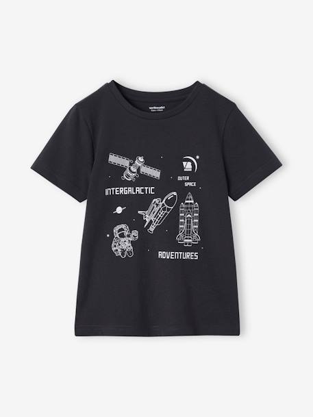 Camiseta Basics con estampado delante para niño gris oscuro+verde agua 