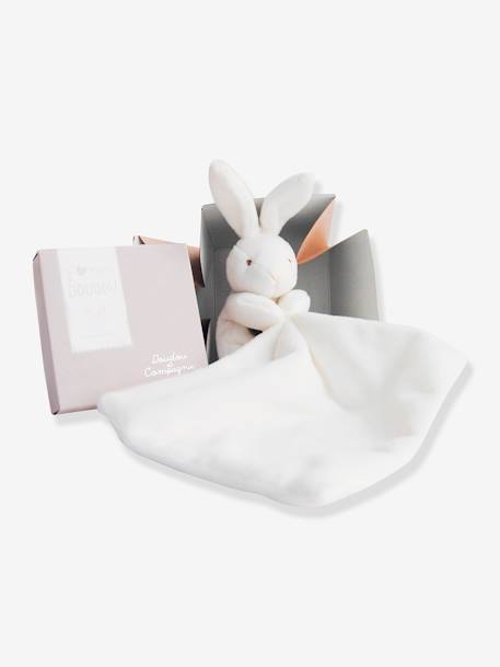 Doudou pañuelo - 10 cm - Caja flor - DOUDOU ET COMPAGNIE beige+blanco 