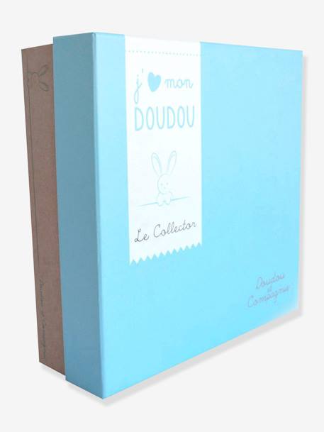 Doudou cuadrado oso 24 cm collector - DOUDOU ET COMPAGNIE azul+marrón grisáceo+rosa 