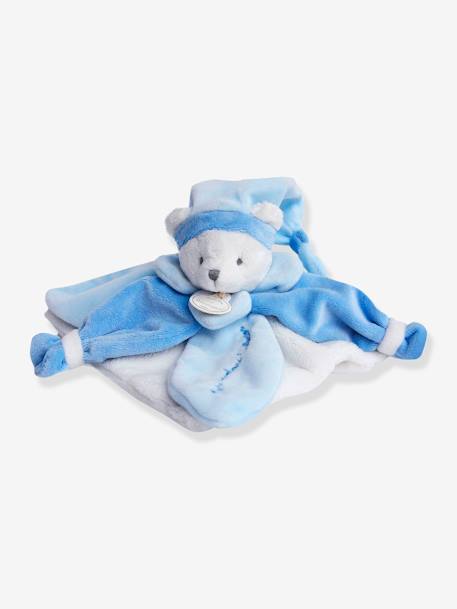 Doudou cuadrado oso 24 cm collector - DOUDOU ET COMPAGNIE azul+marrón grisáceo+rosa 