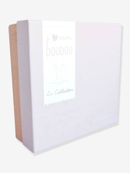 Doudou cuadrado oso 24 cm collector - DOUDOU ET COMPAGNIE azul+marrón grisáceo+rosa 