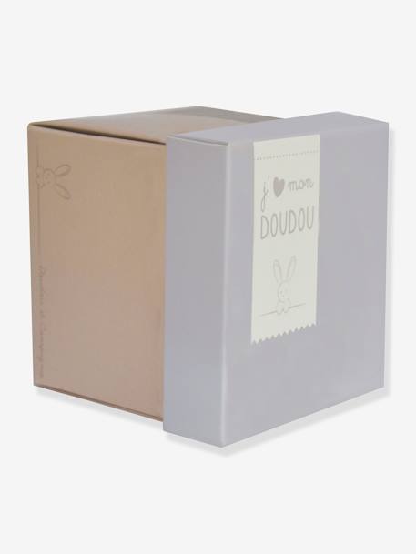 Doudou pañuelo - 10 cm - Caja flor - DOUDOU ET COMPAGNIE beige+blanco 