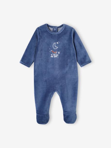 Pack de 2 pijamas 'zorro' de terciopelo para bebé azul 