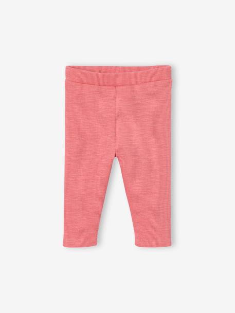 Leggings de canalé para bebé - Basics rosa palo+verde 