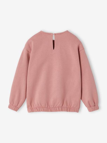 Sudadera cuello fantasía de macramé niña gris oscuro+rosado 