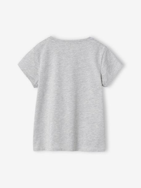 Camiseta deportiva a rayas irisadas, para niña BLANCO CLARO LISO CON MOTIVOS+gris jaspeado+rosa maquillaje 