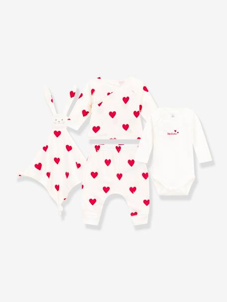 Bebé-Estuche regalo para recién nacido 3 prendas corazón y doudou conejito PETIT BATEAU