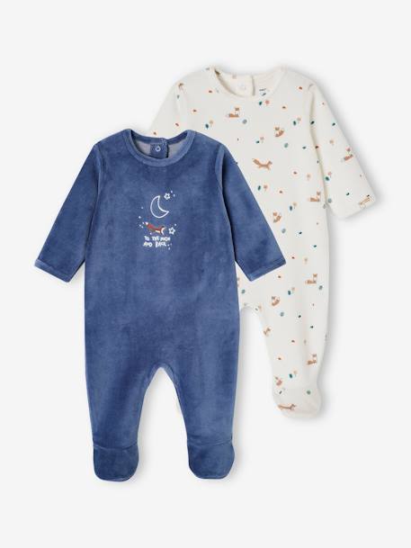 Bebé-Pijamas-Pack de 2 pijamas "zorro" de terciopelo para bebé