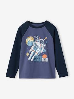 -Camiseta con motivo gráfico y mangas raglán a color, para niño