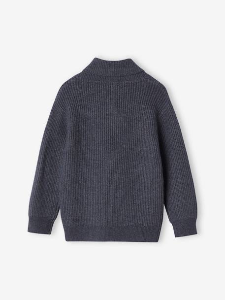 Jersey de cuello alto cruzado para niño crudo+gris jaspeado 