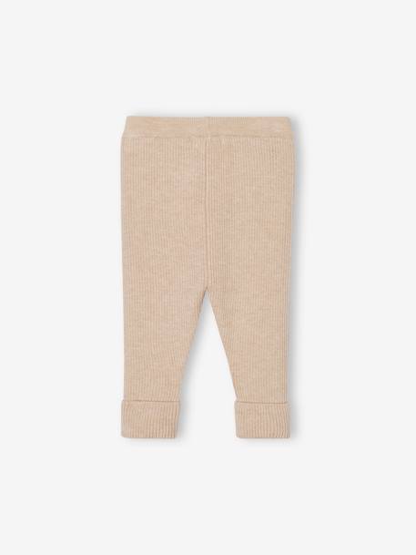 Leggings evolutivos de punto tricot para bebé beige jaspeado+gris 