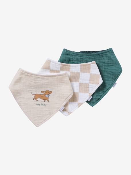 Pack de 3 baberos bandana: moka 