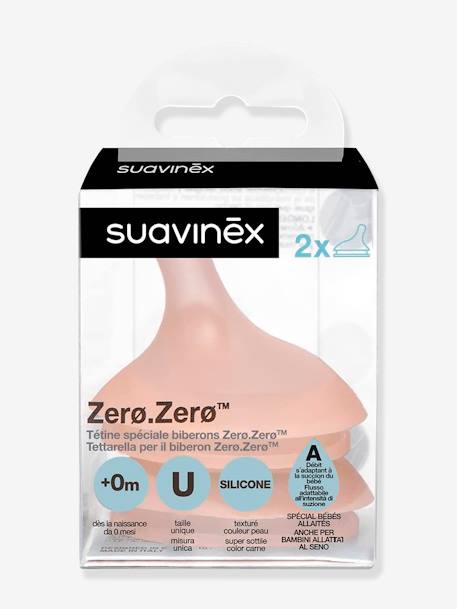 Conjunto de 2 tetinas especial lactancia mixta para biberón Zer0.Zer0 SUAVINEX transparente 