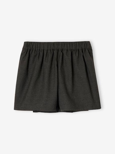 Falda short de franela para niña cuadros azul marino+gris 