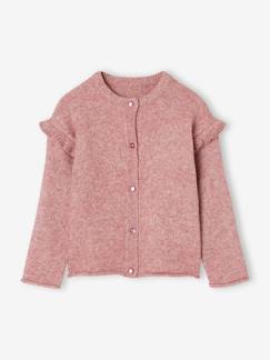 Niña-Jerséis, chaquetas de punto, sudaderas-Chaquetas de punto-Chaqueta con volante fantasía en las mangas para niña